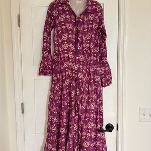 Livro Purple Floral Long Sleeve Dress
